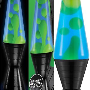 Lava The Original Lamp - 14.5'' Vinyl Record Grooved Base - Classic Liquid Motion Lamp - Yellow and Blue Liquid - Item #2020 (Amazon Exclusive)