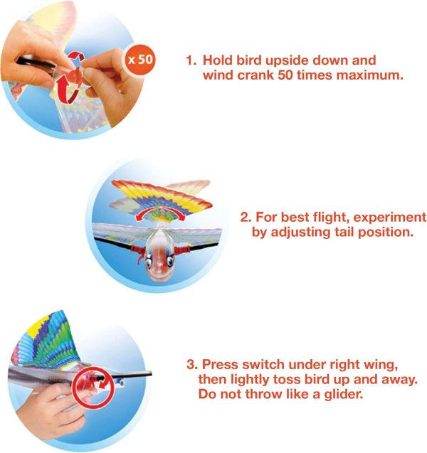 Schylling Tim Bird Flying Toy - Rubberband-Powered Mechanical Bird that Really Flies - Wings Flap and Flies 50 Feet - Ages 7 and Up