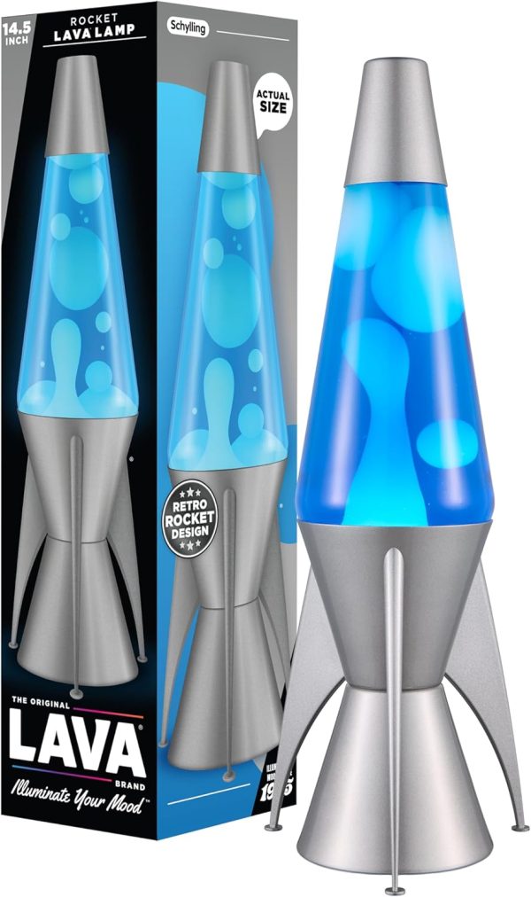 Lava The Original Lamp - 14.5 Gray Stratosphere ?C Retro Rocket Liquid Motion Lamp - White and Blue Liquid - Item #2390 (Amazon Exclusive)