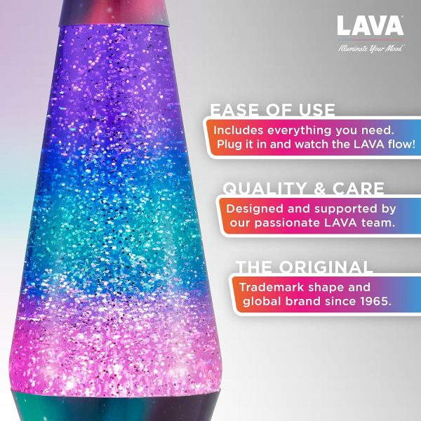 Lava? Lamp - 14.5 Polar Glimmer - The Original Motion Light - Silver Glitter. Multicolor Base and Globe - Item #2048 (Amazon Exclusive)